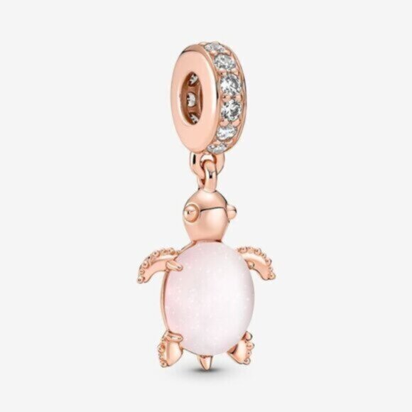 Pandora Murano Glass Pink Sea Turtle Dangle Charm - Picture 1 of 5